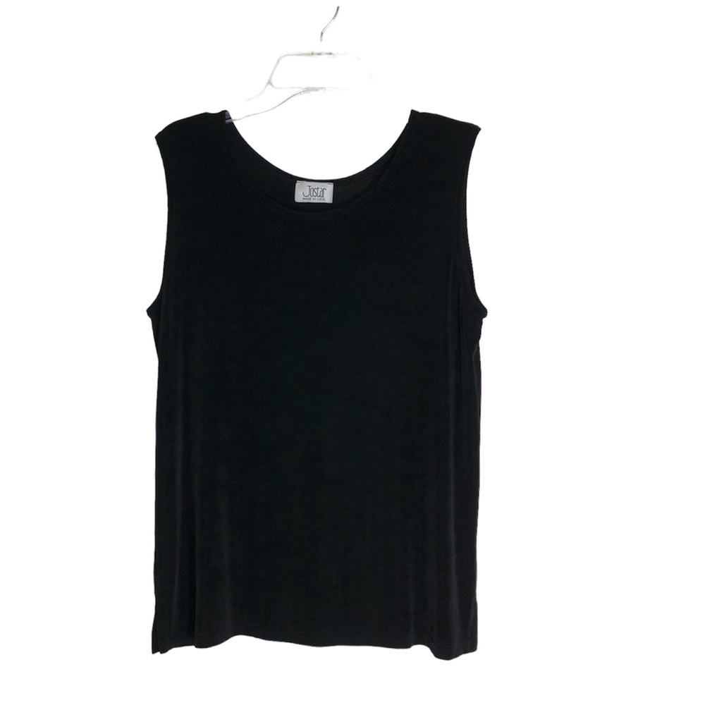 Jostar Vintage Made in Usa Stretchy Acetate Black Sleeveless Blouse M